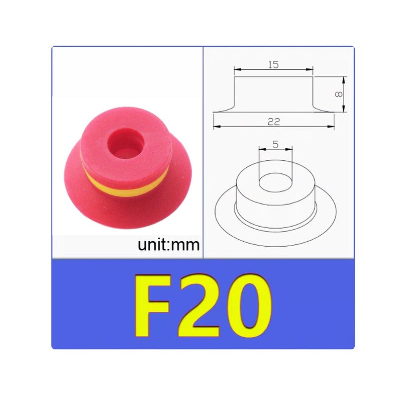 SICOLAS 5 pcs Industrial Flat Vacuum Suction Cup F Series Single-Layer Silicone Robotic Arm Accessory with Ribs (F20) - Image 5